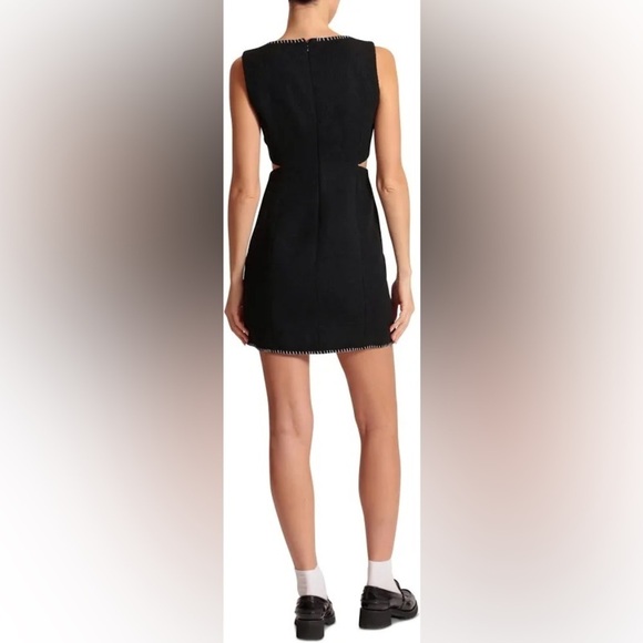 NWT Avec Les Filles Womens Contrast Trim Mini Sheath Dress Black Cream Size L - Picture 3 of 8